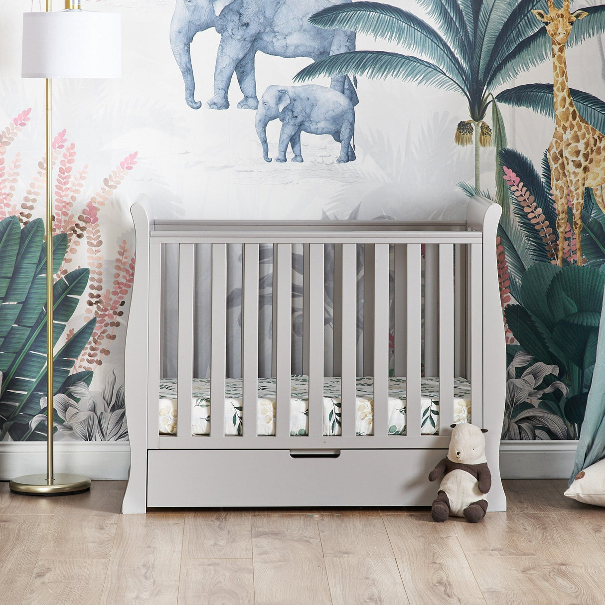 Obaby Stamford Space Saver Sleigh 2 Piece Room Set - Warm Grey