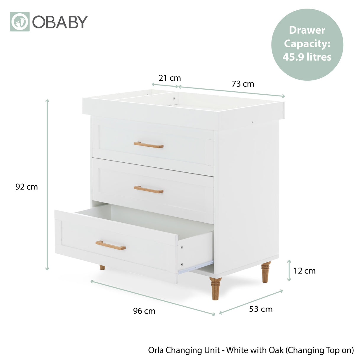 Obaby Orla 3 Piece Room Set - White with Oak