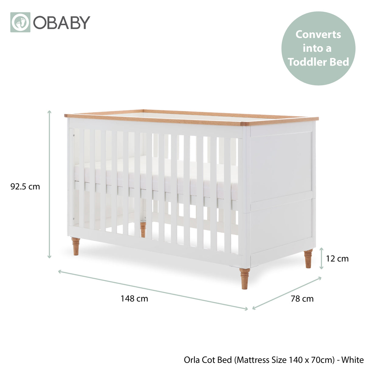Obaby Orla 2 Piece Room Set - White with Oak