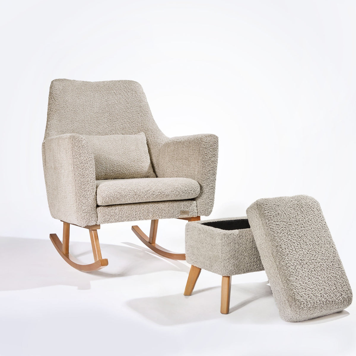 Tutti Bambini Oscar Luxe Rocking Chair & Footstool - Teddy Mushroom