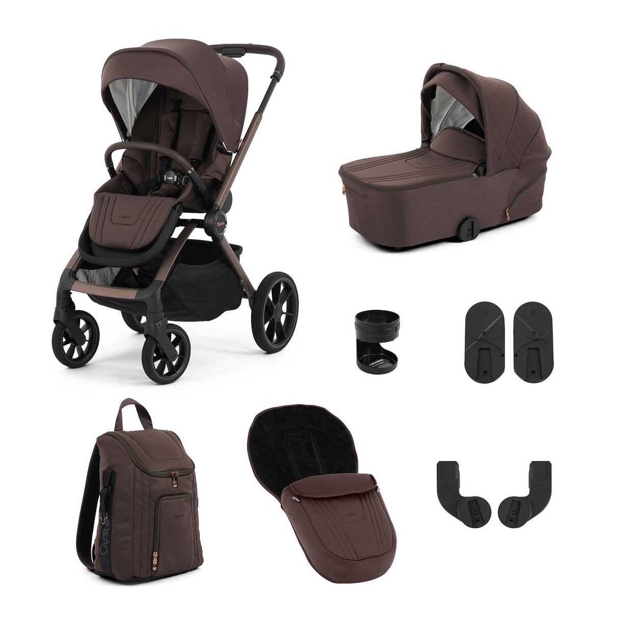 Oyster Vee Pushchair & Accessory Bundle - Chocolate