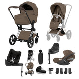 Cybex PRIAM Fold Cot Ultimate Travel System Bundle - Style Coconut Brown & Chrome Brown Frame