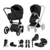 Cybex PRIAM Fold Cot Travel System Bundle - Style Sepia Black & Chrome Brown Frame