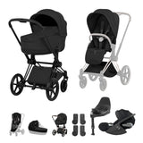 Cybex PRIAM Fold Cot Travel System Bundle - Style Sepia Black & Matt Black Frame