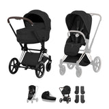 Cybex PRIAM Fold Cot Accessory Bundle - Style Sepia Black & Chrome Brown Frame