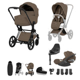 Cybex PRIAM Fold Cot Ultimate Travel System Bundle - Style Coconut Brown & Matt Black Frame