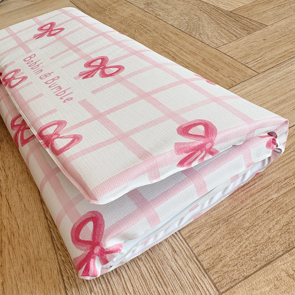 Travel Changing Mat - Pink Bows