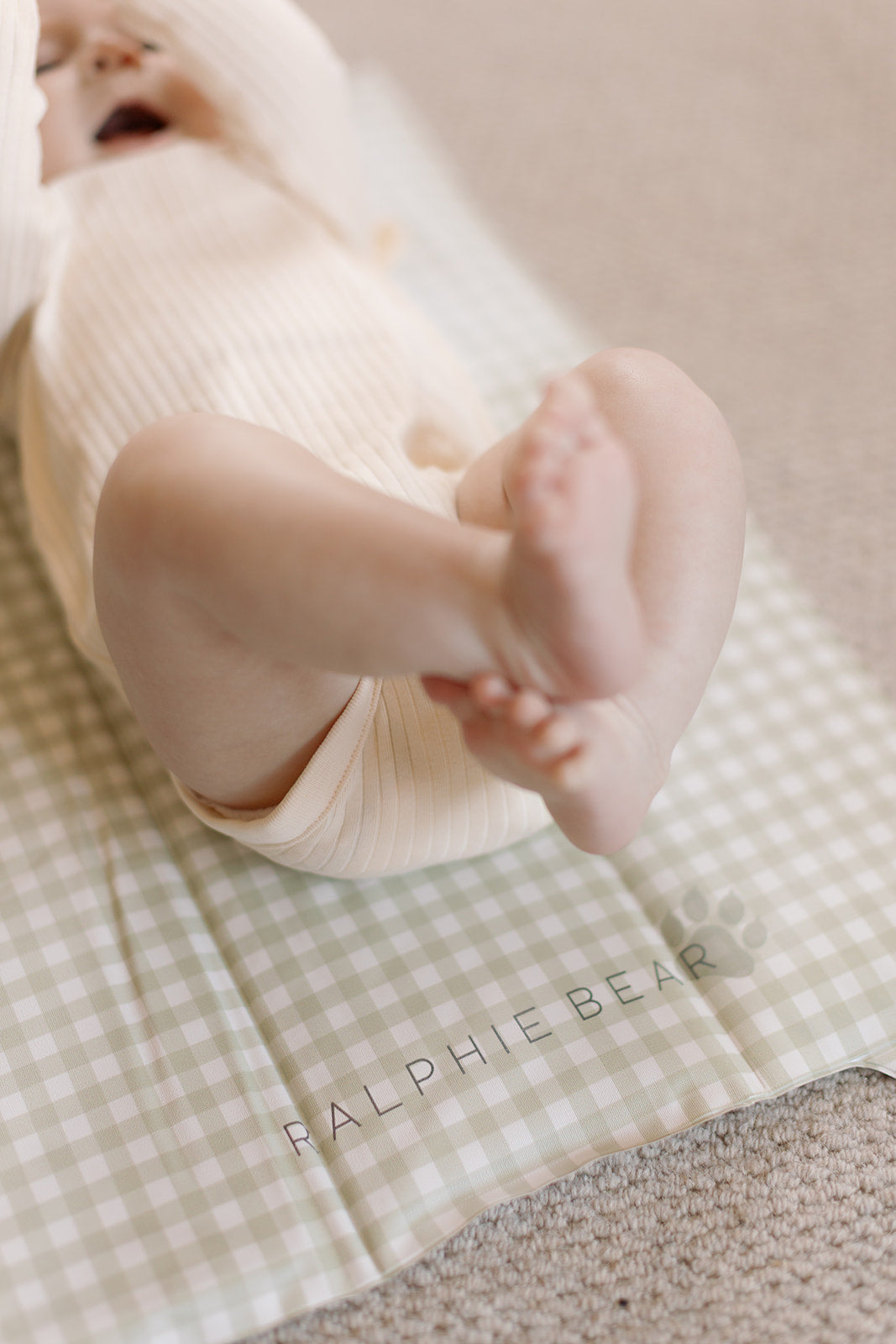 Gingham Sage Compact Travel Mat
