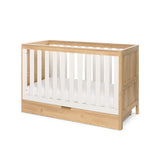 Tutti Bambini Riley Mini Cot Bed with Drawer - Maple Oak & White