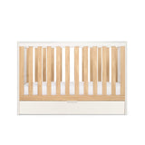 Tutti Bambini Riley Mini Cot Bed with Drawer - White & Maple Oak