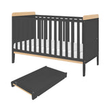 Tutti Bambini Rio Cot Bed with Cot Top Changer & Mattress - Honey Oak & Slate Grey