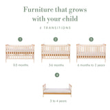 Tutti Bambini Rio Cot Bed with Cot Top Changer & Mattress - Cashmere/Honey Oak