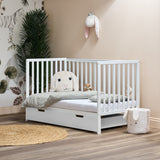 Obaby Bantam Cot Bed, Under Drawer + Fibre Mattress - White
