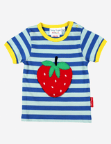 Toby Tiger Organic Strawberry Applique Short-Sleeved T-Shirt