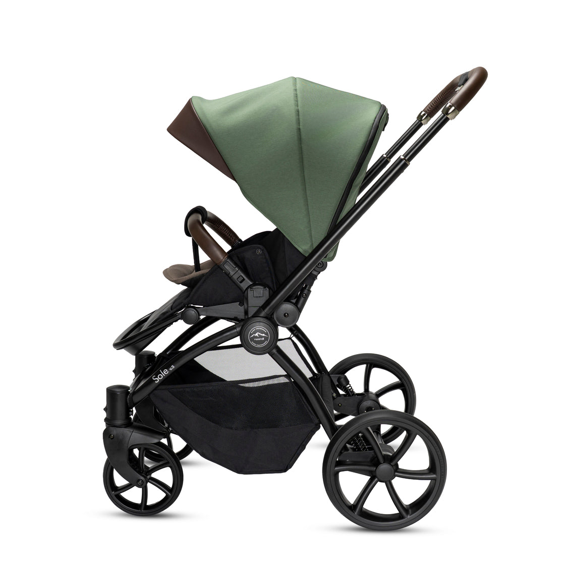 Noordi Sole V3 - 3in1 Travel System with ThermoCot Carrycot + Travel Carrier i-Size Car Seat, Woodland Green
