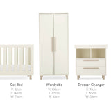 CuddleCo Harper 3 Piece Nursery Furniture Set - Cream & Ash