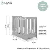 Obaby Stamford Space Saver Sleigh 2 Piece Room Set - Warm Grey
