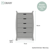 Obaby Stamford Sleigh Tall Chest of Drawers - Warm Grey