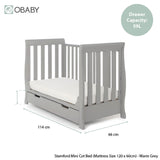 Obaby Stamford Mini Sleigh 2 Piece Room Set - Warm Grey