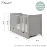 Obaby Stamford Classic Sleigh 2 Piece Room Set - Warm Grey