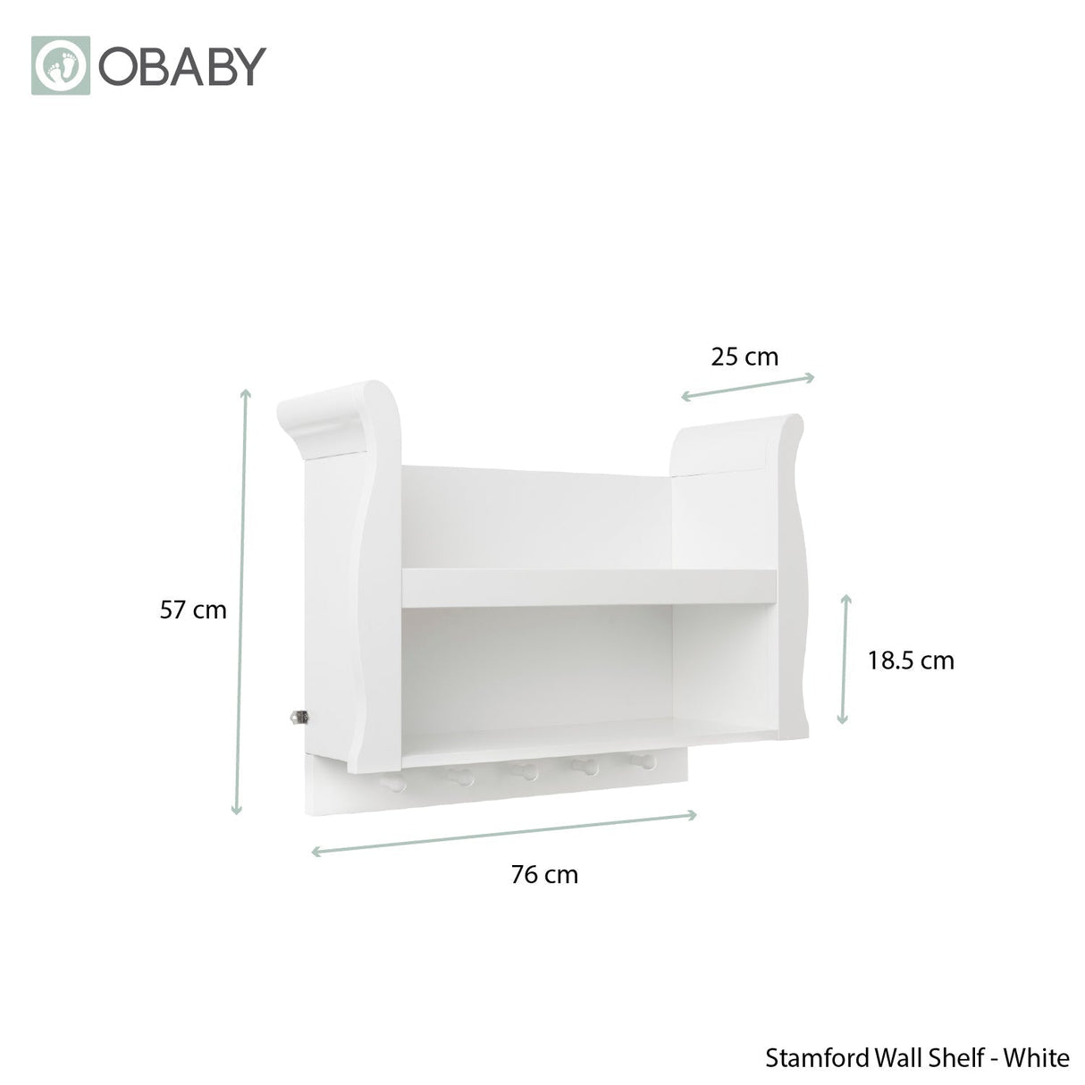 Obaby Stamford Sleigh Shelf - White