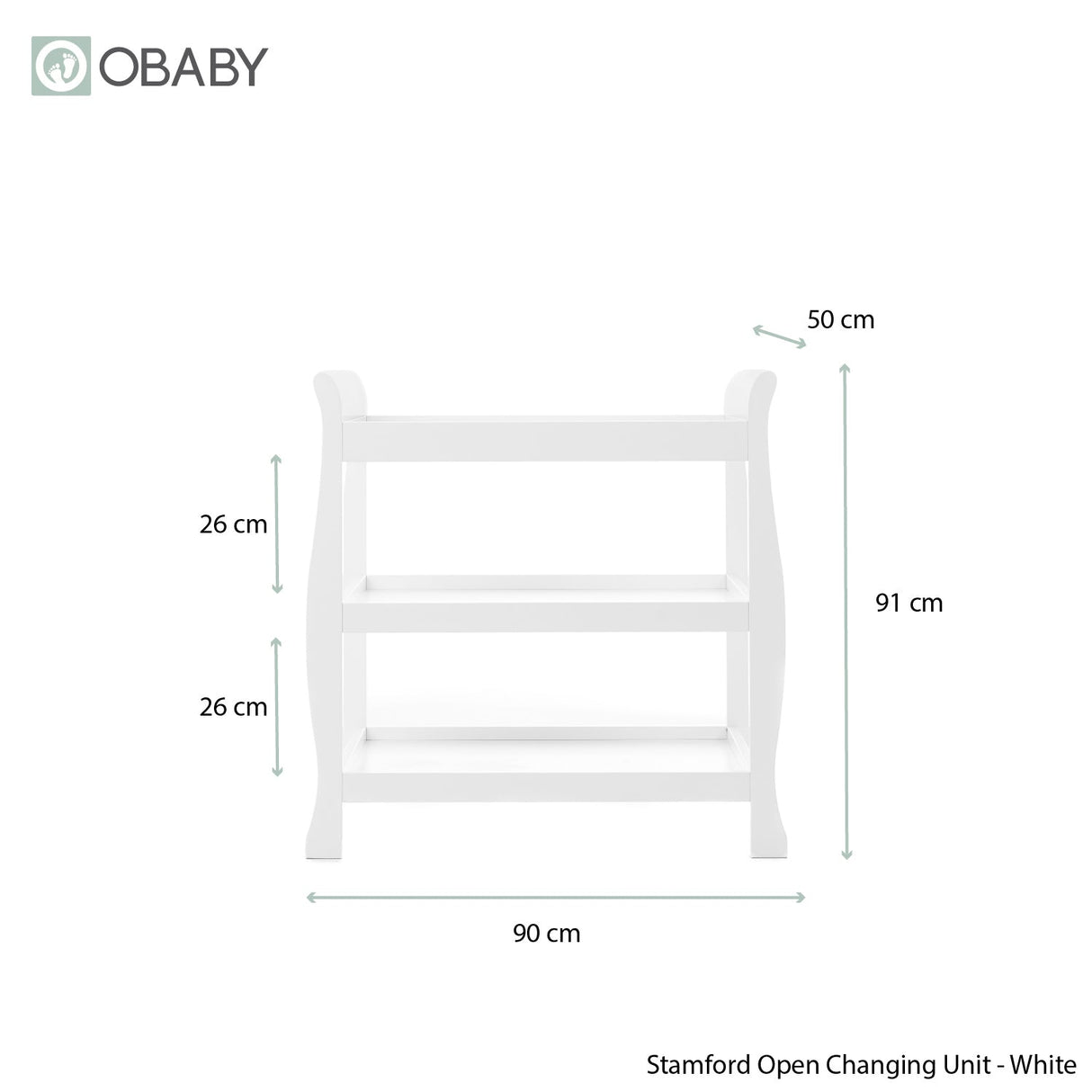 Obaby Stamford Sleigh Open Changing Unit - White