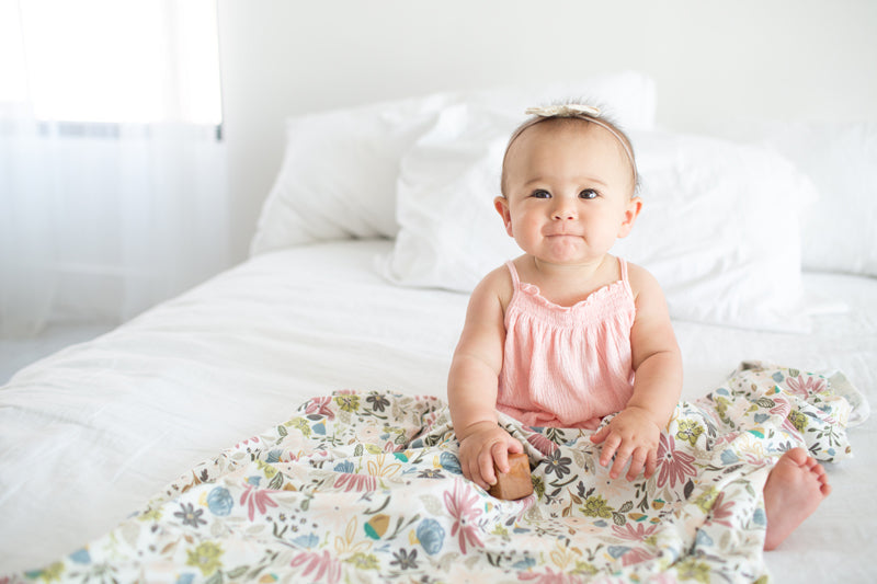Copper Pearl Knitted Swaddle Blanket Olive
