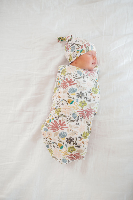 Copper Pearl Top Knot Hat Olive 0-4m