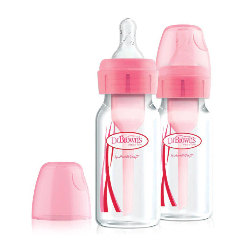 Dr Brown's Options+ Narrow Neck Bottle Pink 120ml 2Pk