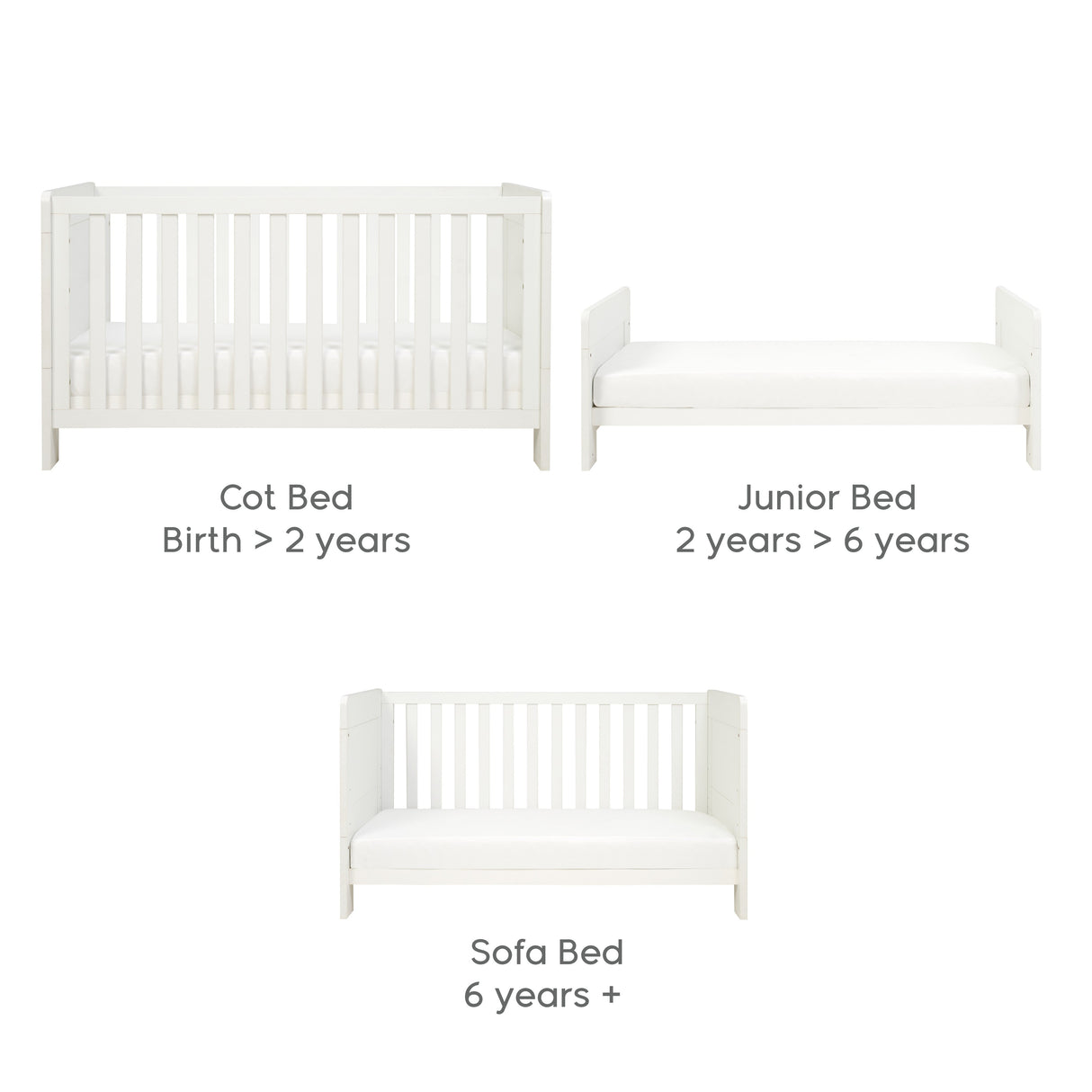 Tutti Bambini Essentials Alba Cot Bed, Mattress & Bedding Bundle - White