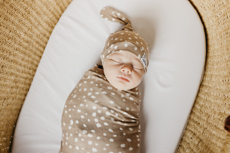 Copper Pearl Knitted Swaddle Blanket Fawn