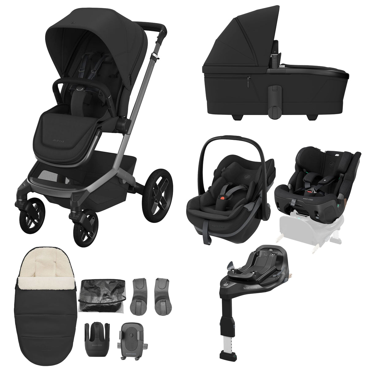 Maxi-Cosi Fame 10 Piece Premium Travel System - Onyx Black