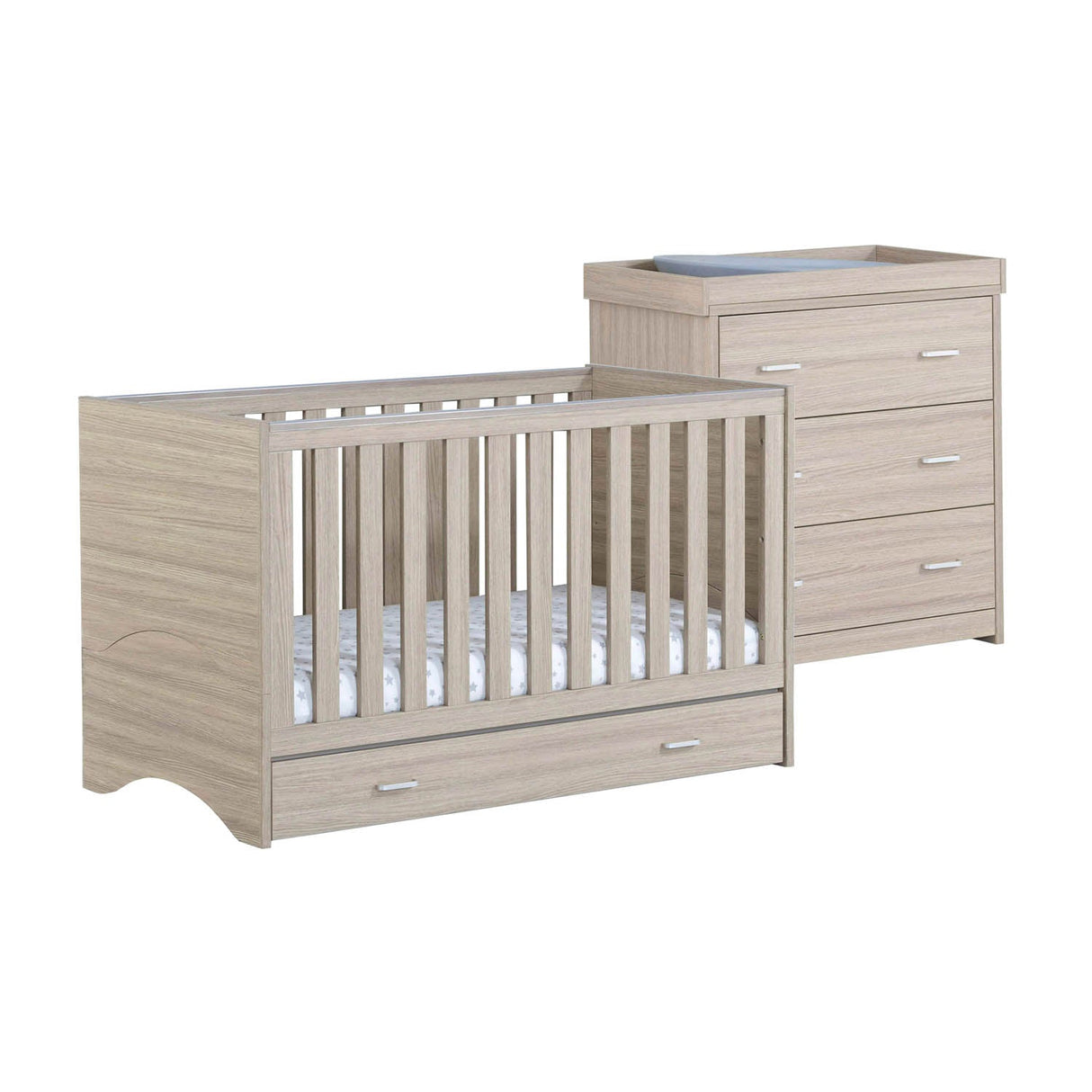 Babymore Veni 2 Piece Room Set with Drawer - Oak