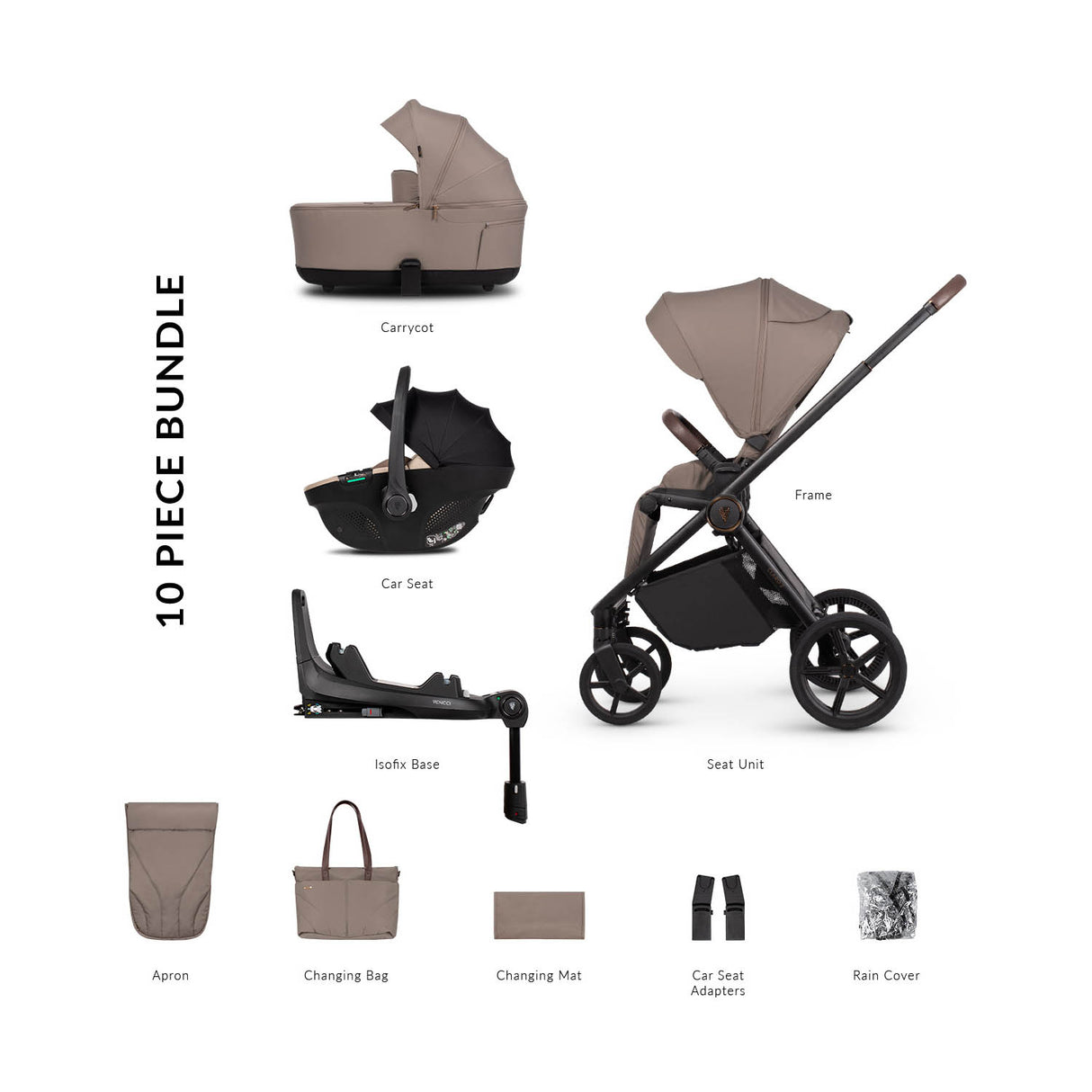 Venicci Claro 2 Luxury 4in1 Tiago Bundle - Almond