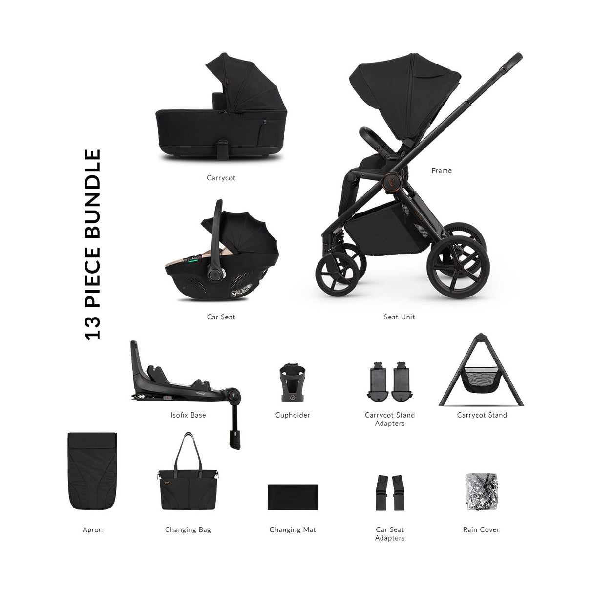 Venicci Claro 2 Ultimate 4in1 Tiago Plus Bundle - Noir