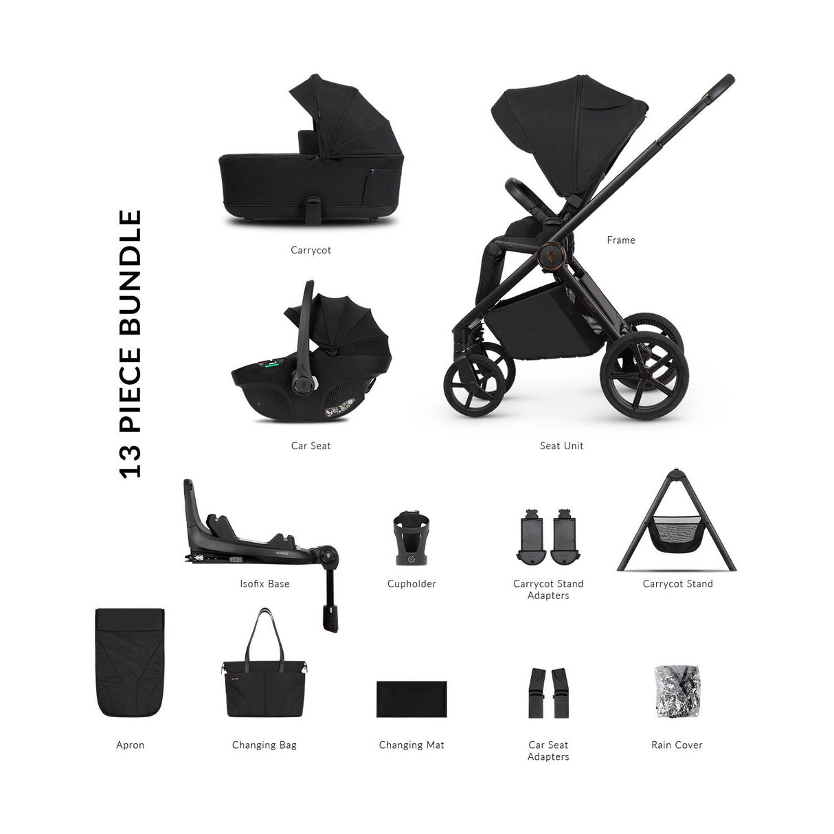Venicci Claro 2 Ultimate 4in1 Tiago Plus Bundle - Noir