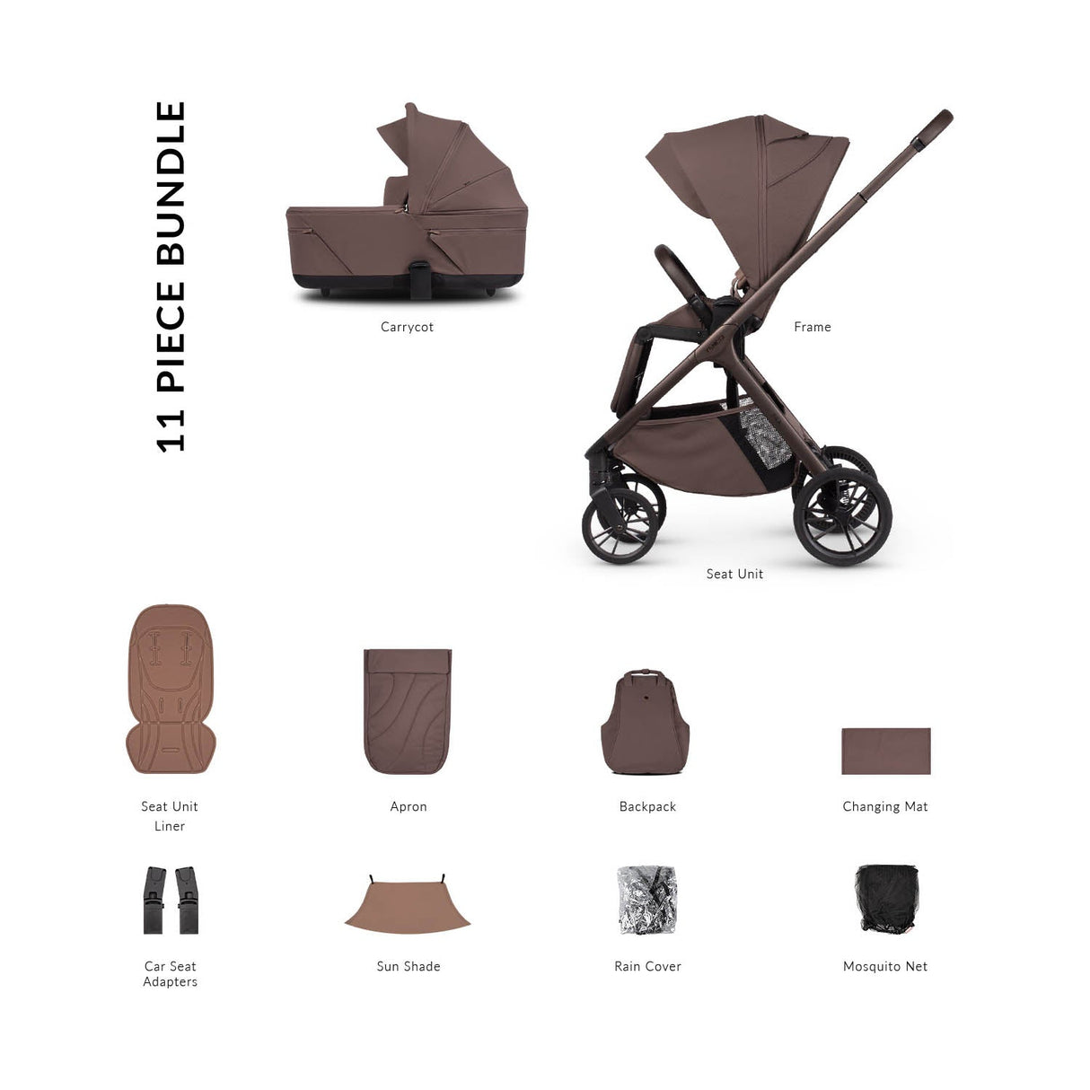Venicci Tila 11 Piece Essential 2in1 Bundle - Noce