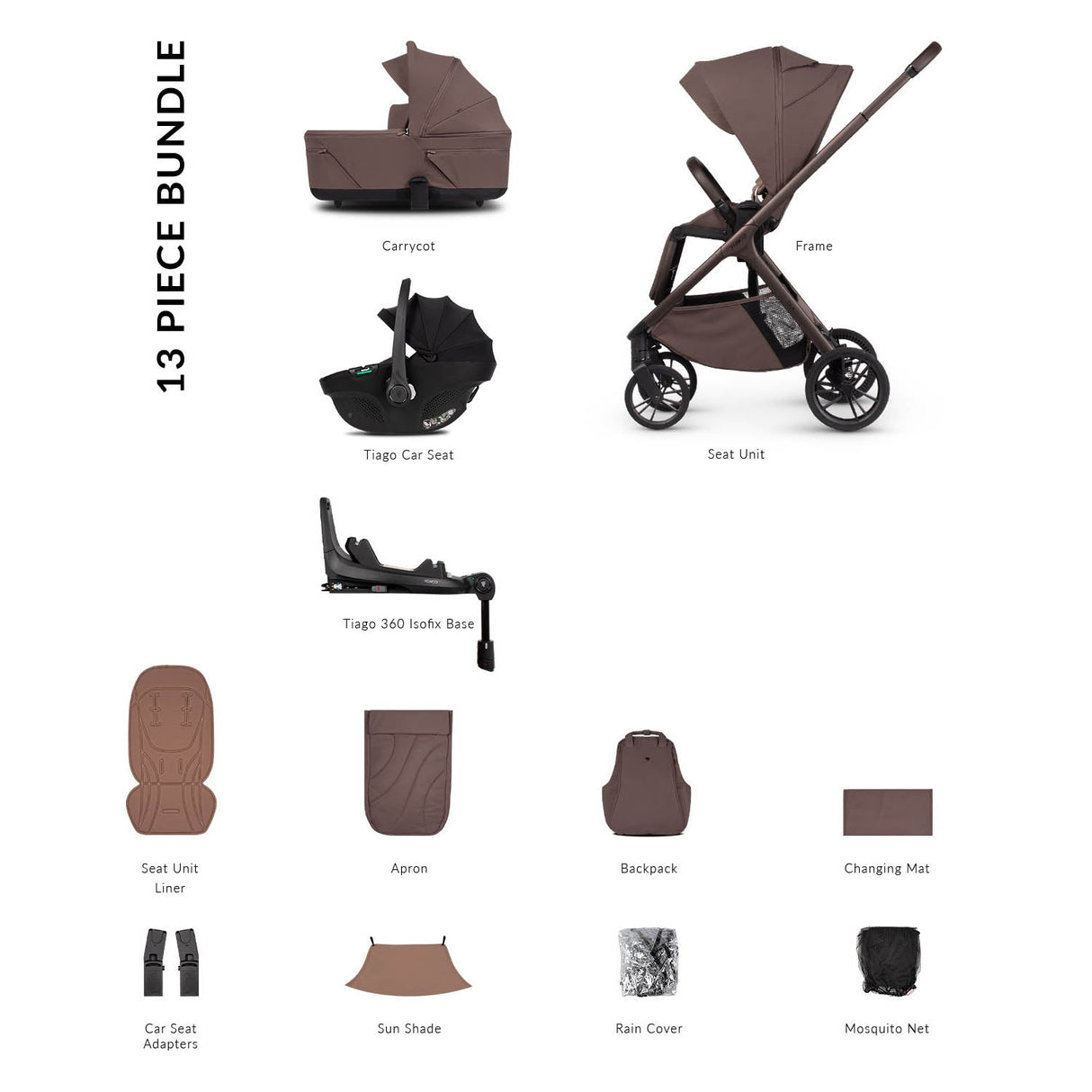 Venicci Tila 13 Piece Luxury 4in1 Tiago Bundle - Noce