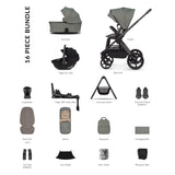 Venicci Upline 3 Luxury 4in1 Plus Tiago Car Seat & 360 Base Bundle - Aloe