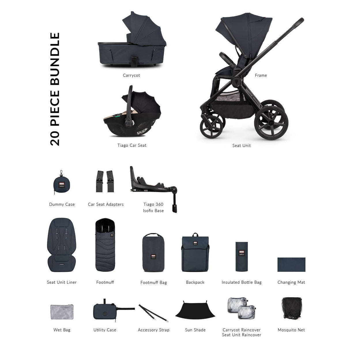 Venicci x Hunter Upline 3 Luxury 4in1 Tiago Car Seat & 360 Base Bundle - Navy
