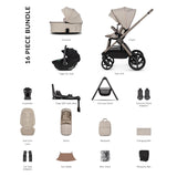 Venicci Upline 3 Ultimate 4in1 Plus Tiago Car Seat & 360 Base Bundle - Pebble