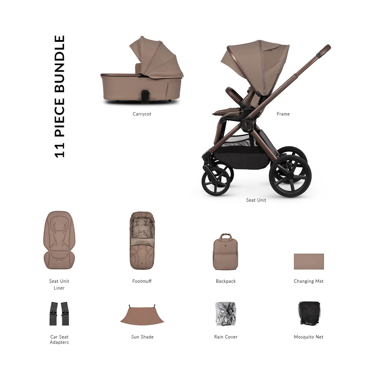 Venicci Upline 3 Essential 2in1 Accessory Bundle - Sand