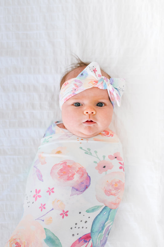 Copper Pearl Knitted Swaddle Blanket Bloom