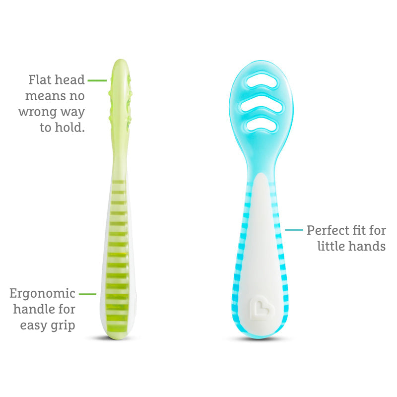 Munchkin Gentle Dip Multistage First Spoons Blue Green 3Pk