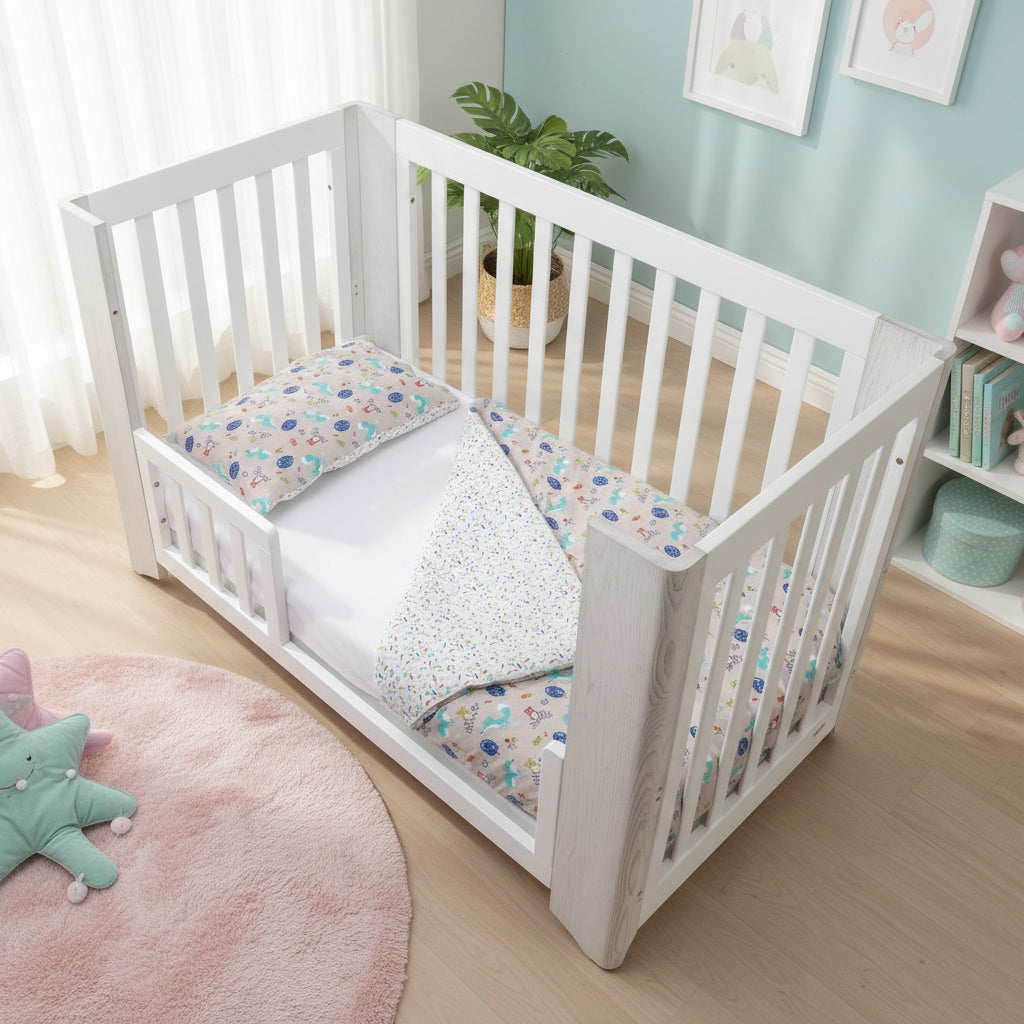 Woody Organic Cotton Toddler 3 Piece All-in-One 4.0 Tog Quilt Bedding Set with Bumper