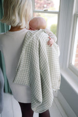 Gingham Sage Large Swaddle Muslin