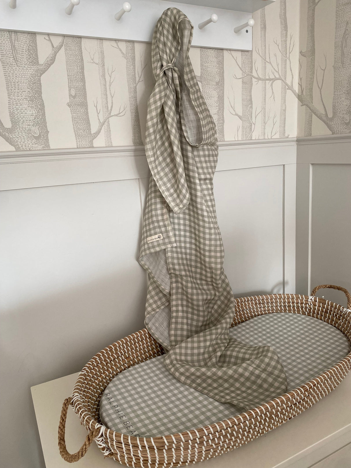 Gingham Sage Large Swaddle Muslin