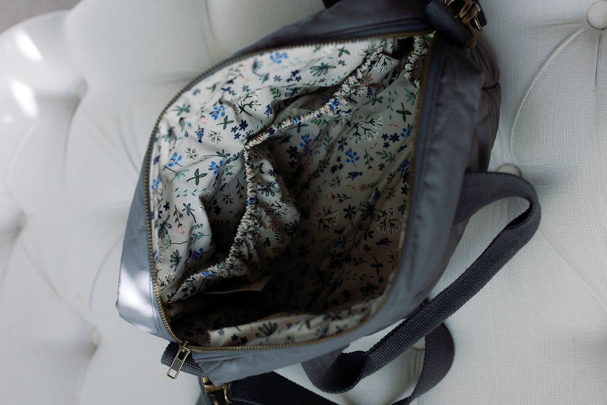 Ralphie Bear Quilted Changing Stroller Bag -Slate/Wildflower