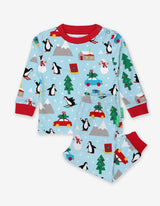Toby Tiger Organic Penguin's Christmas Print Adult Pyjamas