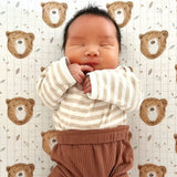 Anti-Roll Wedge Baby Changing Mat - Bru Bear Print